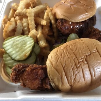 Dave's Hot Chicken - Two piece Mild Chicken Sliders with fries. - Chicken Shop Near Me - Beaverton, Oregon Dave's Hot Chicken - Two piece Mild Chicken Sliders with fries. - Chicken Shop Near Me - Beaverton, Oregon