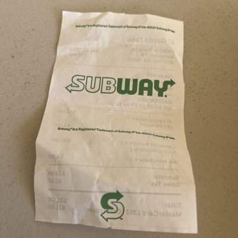 El Gordo Taco - Back of the receipt. I'm guessing they're involved with Subway, somehow... - Food Trucks Near Me - Santa Nella, California El Gordo Taco - Back of the receipt. I'm guessing they're involved with Subway, somehow... - Food Trucks Near Me - Santa Nella, California