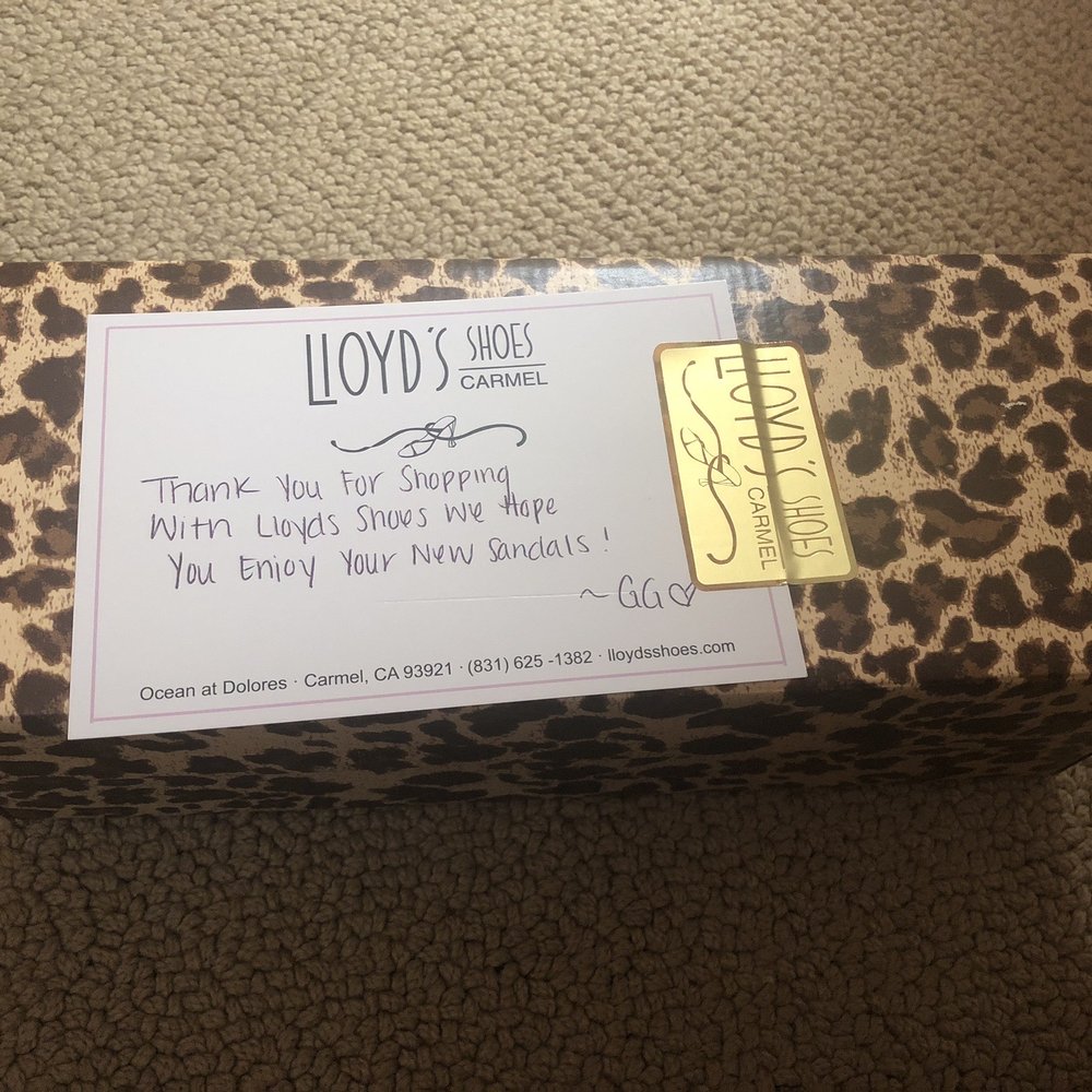 Lloyd's Shoes - I love that they put a little note when you get the shoes shipped to you. - Shoe Stores Near Me - Carmel, California Lloyd's Shoes - I love that they put a little note when you get the shoes shipped to you. - Shoe Stores Near Me - Carmel, California