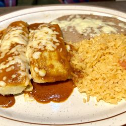 La Troje - No. 8 Enchilada, Tamale, Rice and Beans