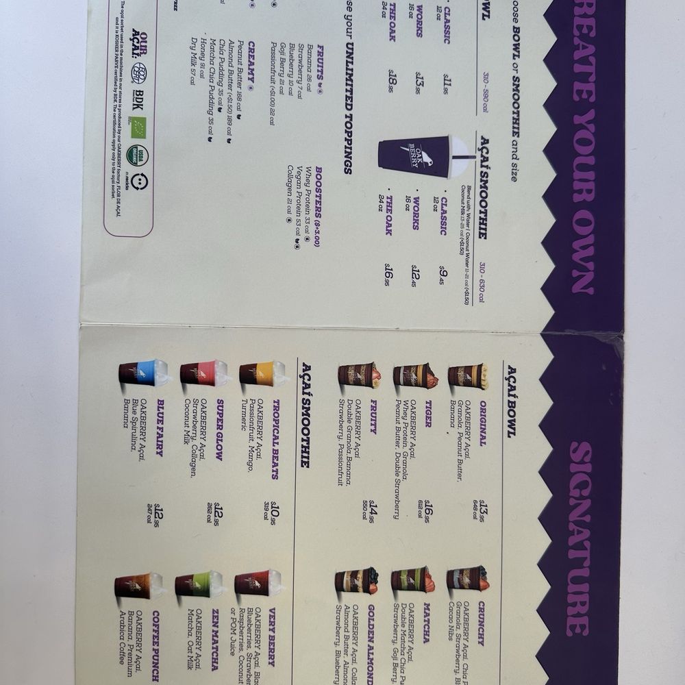 Oakberry Acai - Menu - Acai Bowls Near Me - Los Angeles, California