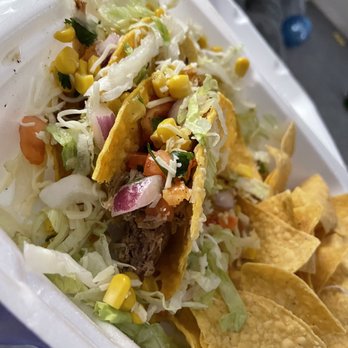 Bubbakoo's Burritos - (2) TACOS & CHIPS (Carnitas) - New Mexican Cuisine Near Me - Riverview, Florida