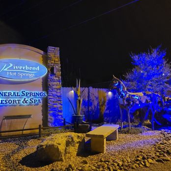Riverbend Hot Springs - Entrance at night - Resorts Near Me - Truth or Consequences, New Mexico