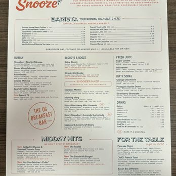 Snooze, an A.M. Eatery - Menu - Breakfast & Brunch Near Me - Las Vegas, Nevada Snooze, an A.M. Eatery - Menu - Breakfast & Brunch Near Me - Las Vegas, Nevada