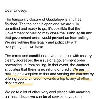 Nautilus Liveaboards - Full credit offered. "Dear Lindsey" ... - Scuba Diving Near Me Nautilus Liveaboards - Full credit offered. "Dear Lindsey" ... - Scuba Diving Near Me