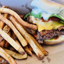 The Savary Plate - Bacon Cheddar Onion Burger
