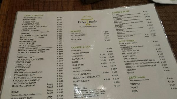 Menu photo 5 Dolce Sicily Dublin, D
