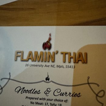 Flamin’ Thai - menu with Flamin' Thai - Thai Near Me - Minneapolis, Minnesota