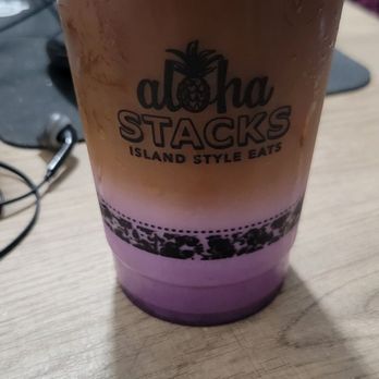 Aloha Stacks - Iced Ube Latte. Doesn't taste like Ube at all. It's pretty strong too - Pancakes Near Me - El Monte, California