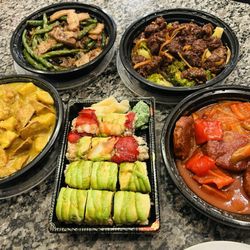 Veggie Heaven - I forgot the top left, orange beef, chicken curry, sushi, and the Jungle