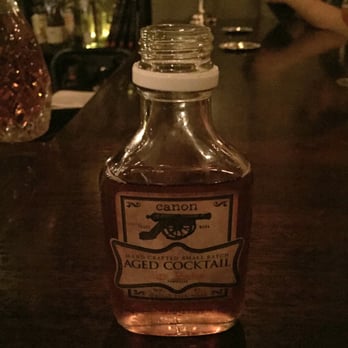 Canon - Liberal Cocktail - Aged Manhattan. Aged up to 3 three years served in their own labeled mini flask-sized bottle. Very good. - New American Near Me - Seattle, Washington