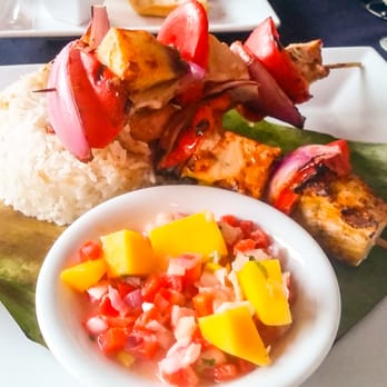 Terra Sur Cafe - Grilled swordfish with mango salsa and coconut rice - Peruvian Near Me - Tampa, Florida Terra Sur Cafe - Grilled swordfish with mango salsa and coconut rice - Peruvian Near Me - Tampa, Florida