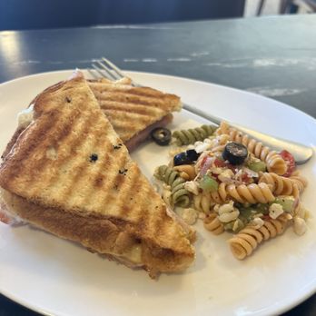 Willow Wood Coffee - Ham Brie panini with pasta salad - Coffee & Tea Near Me - Cornelius, North Carolina Willow Wood Coffee - Ham Brie panini with pasta salad - Coffee & Tea Near Me - Cornelius, North Carolina