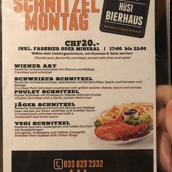 Hüsi Bierhaus - schnitzel monday - International Near Me - Interlaken, BE Hüsi Bierhaus - schnitzel monday - International Near Me - Interlaken, BE