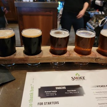 Smoke Brewing Company - My flight! 5 samples for $12?! Yes please! - Bars Near Me - Lee's Summit, Missouri Smoke Brewing Company - My flight! 5 samples for $12?! Yes please! - Bars Near Me - Lee's Summit, Missouri