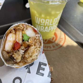 World Wrapps - Island Teriyaki With shrimp  Pineapple Mint Agua Fresca - Thai Near Me - San Ramon, California