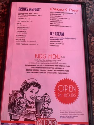 Menu photo 6 Patriots Diner Woonsocket, RI