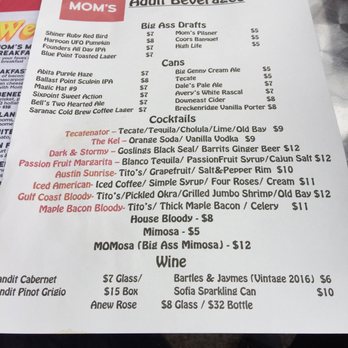 Mom's Kitchen & Bar - Drinks menu - Bars Near Me - Astoria, New York