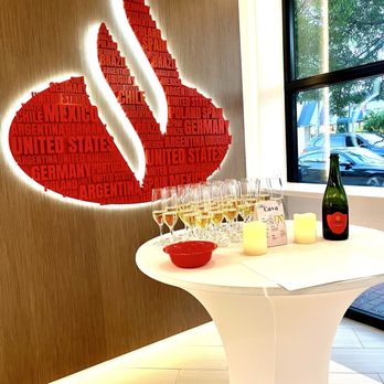 Santander - Santander logo, glowing all the branches it posses around the globe and cheered by sparkling Prosecco. - Banks & Credit Unions Near Me - Miami, Florida
