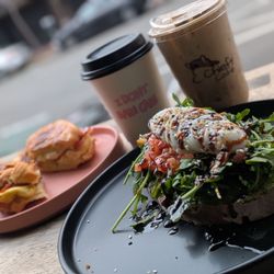 Chiefy Cafe - Gaslamp - Avocado Toast, Wow Sandwich with Iced Oreo Remix and hot Moon Milk