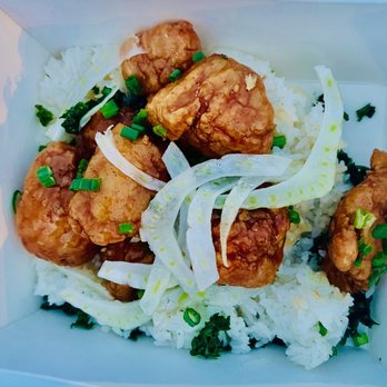 Flippin' Rice - orange chicken with crispy kale and fennel - Not as good as the bulgogi from here - Asian Fusion Near Me - Mesa, Arizona