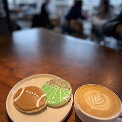 Mad Hatter Cafe + Bakeshop - Super Bowl cookies and a latte