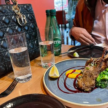 Aurum - LA LA LAMB - $25.95 - TANDOORI LAMB CHOP (2PC) cashews, roasted carrot puree, beet gel, broccoli poriyal nuts dairy - Indian Near Me - Los Altos, California Aurum - LA LA LAMB - $25.95 - TANDOORI LAMB CHOP (2PC) cashews, roasted carrot puree, beet gel, broccoli poriyal nuts dairy - Indian Near Me - Los Altos, California