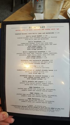 Menu photo 5 Bill's London, XGL Menu photo 5 Bill's London, XGL