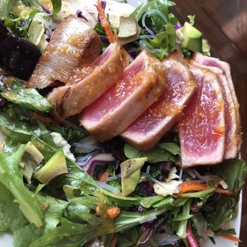 The Upper Room Kitchen - Ahi Tuna on green leaf bedding - Salad Near Me - Tracy, California The Upper Room Kitchen - Ahi Tuna on green leaf bedding - Salad Near Me - Tracy, California