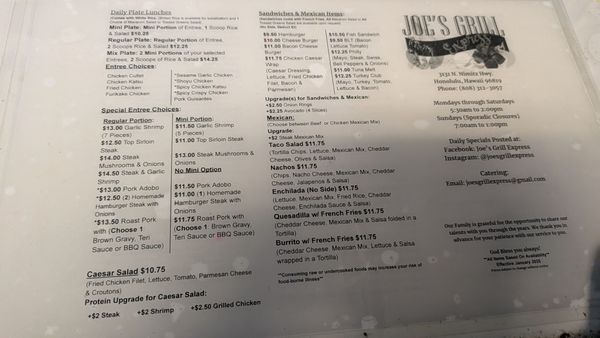 Menu photo 5 Joe's Grill Express Honolulu, HI Menu photo 5 Joe's Grill Express Honolulu, HI