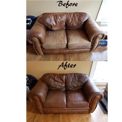 Detroit Leather Repair - Redyed, and refinished to match original color.