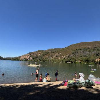 Pine Acres Resort - Beach /swimming lagoon with swimming dock - Hotels Near Me - Upper Lake, California