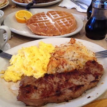 Maxfield's Pancake House - Steak n eggs with substitute waffles instead of pancakes - Breakfast & Brunch Near Me - Milwaukee, Wisconsin Maxfield's Pancake House - Steak n eggs with substitute waffles instead of pancakes - Breakfast & Brunch Near Me - Milwaukee, Wisconsin