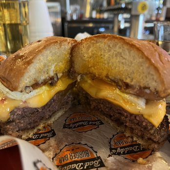 Bad Daddys Burger Bar - Create your own burger 10 ounce 2x5 ounce Frid egg Garlic mayo Buttermilk fried bacon American and pepper jack - Burgers Near Me - Arvada, Colorado Bad Daddys Burger Bar - Create your own burger 10 ounce 2x5 ounce Frid egg Garlic mayo Buttermilk fried bacon American and pepper jack - Burgers Near Me - Arvada, Colorado
