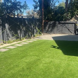 Paver patio, turf, jasmine trellis, recessed outdoor smart lighting