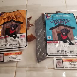 two packages of dog treats