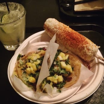 Taco Y Taco - Tacos al pastor with elote and a margarita. - Mexican Near Me - Henderson, Nevada Taco Y Taco - Tacos al pastor with elote and a margarita. - Mexican Near Me - Henderson, Nevada