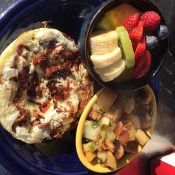 Eight AM - Frittata with bacon. Comes w fruit cup and potatoes - New American Near Me - San Francisco, California Eight AM - Frittata with bacon. Comes w fruit cup and potatoes - New American Near Me - San Francisco, California