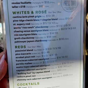 Press Cafe - Menu - Cafes Near Me - Fort Worth, Texas