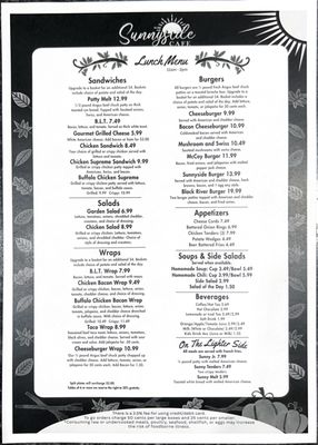 Menu photo 1 Sunnyside Cafe Black River Falls, WI