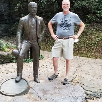 The Jack Daniel Distillery - A 'larger than life' statue of Jack and a lifesize me. - Distilleries Near Me - Lynchburg, Tennessee