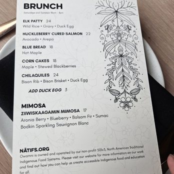 Owamni - Brunch Menu - New American Near Me - Minneapolis, Minnesota