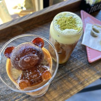 Rey Sol Coffee - My daughter got a pistachio latte. Aldo look at this coffee bear ice cube!! - Coffee & Tea Near Me - Morristown, New Jersey