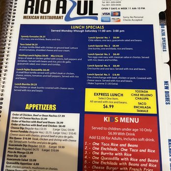 Rio Azul - Menu - Mexican Near Me - Cordova, Tennessee Rio Azul - Menu - Mexican Near Me - Cordova, Tennessee