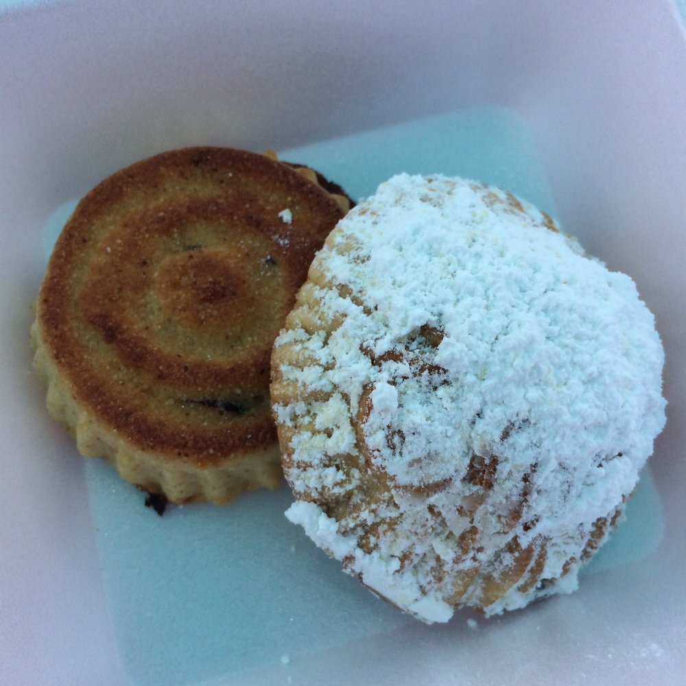 Hummus Cuisine - Date cookie and powdered sugar coated walnut cookie - Food Trucks Near Me - Austin, Texas