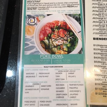 Poke and Juice Time - Poke menu as of Feb 2017 - Juice Bars & Smoothies Near Me - Sugar Land, Texas Poke and Juice Time - Poke menu as of Feb 2017 - Juice Bars & Smoothies Near Me - Sugar Land, Texas