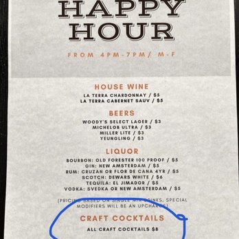 Woody’s Backyard Grill - Happy Hour Menu - Beer, Wine & Spirits Near Me - Miami Springs, Florida Woody’s Backyard Grill - Happy Hour Menu - Beer, Wine & Spirits Near Me - Miami Springs, Florida
