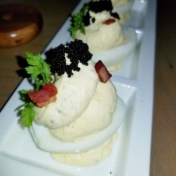 Carson Kitchen - DEVIL'S EGGS w/pancetta and tobiko ($8 for 2 eggs): The best deviled eggs I've had yet. So velvety-whipped and melts in your mouth. - New American Near Me - Las Vegas, Nevada Carson Kitchen - DEVIL'S EGGS w/pancetta and tobiko ($8 for 2 eggs): The best deviled eggs I've had yet. So velvety-whipped and melts in your mouth. - New American Near Me - Las Vegas, Nevada