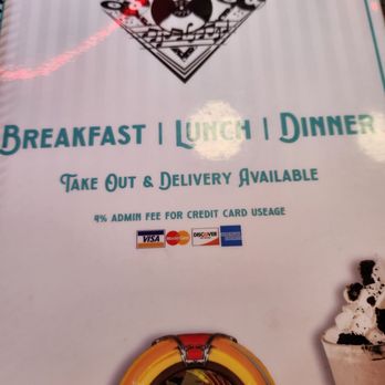 The Great Grill - Front of menu - take note that they add a 4% transaction fee if you pay by credit card - Diners Near Me - Burbank, California
