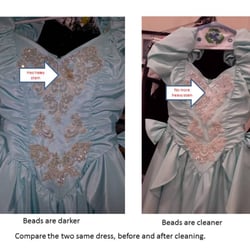American Cleaners - Prom Dresses showing before and after cleaning
